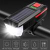 Bike Light Solar Usb Rechargeable Dual Charging Horn Lamp Waterproof Bicycle Front Headlight