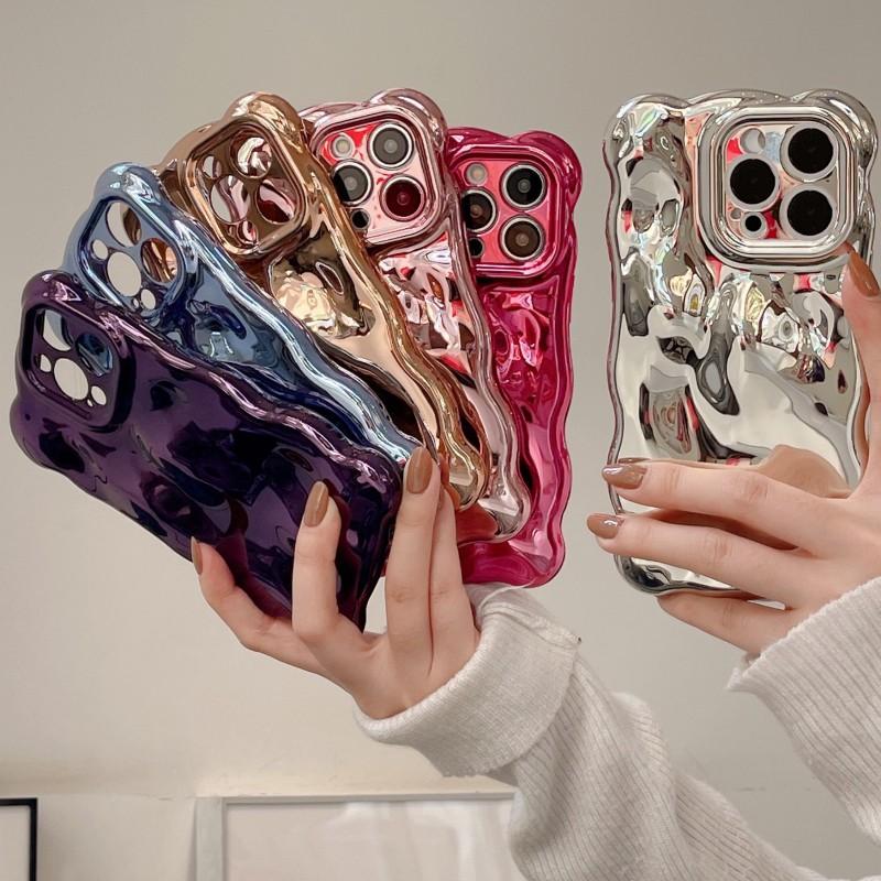 Minimalist Bubble Phone Case IPhone 15 Pro Max 14 With Electroplating Finish Shockproof Full Cover Silicone