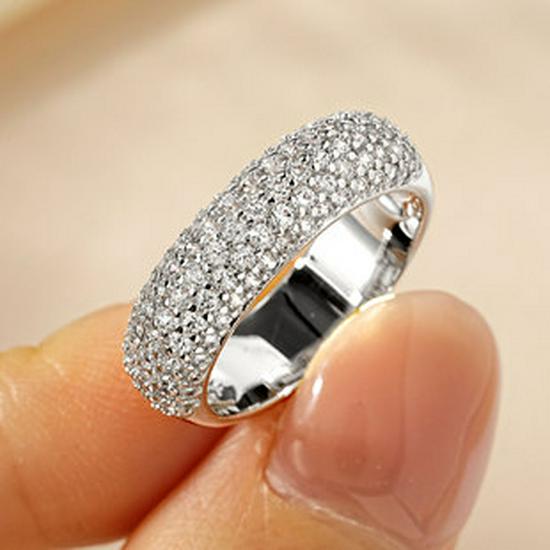 Women's Wide Band Micro-Paved Zircon Ring - Fashionable, Luxurious, Trending Statement Jewelry