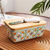 Butter Container Ceramic Box Restaurant Sealed Storage Box Cheese Box with Knife Butter Slicer Butter Dish Tableware