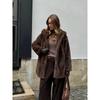 Women Mid Length Hooded Belted Faux Mink Fur Winter Overcoat