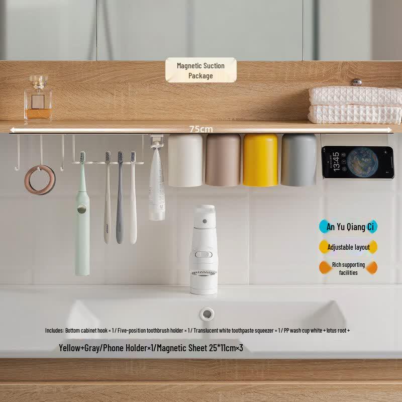 LIEI Magnetic Wall-Mounted Toothbrush & Toothpaste Holder