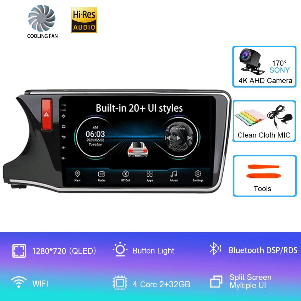 

Для Honda City Grace 2014 - 2017 Android 14 Автомобильный радиоприемник Мультимедийный плеер Блок правого руля Навигация GPS 4G Wifi BT DSP QLED Экран CHINA