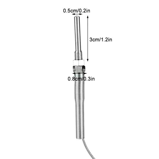 Cable de sensor de temperatura termopar tipo K con rosca M8 de 1/2/3/4/5 m y 30 mm