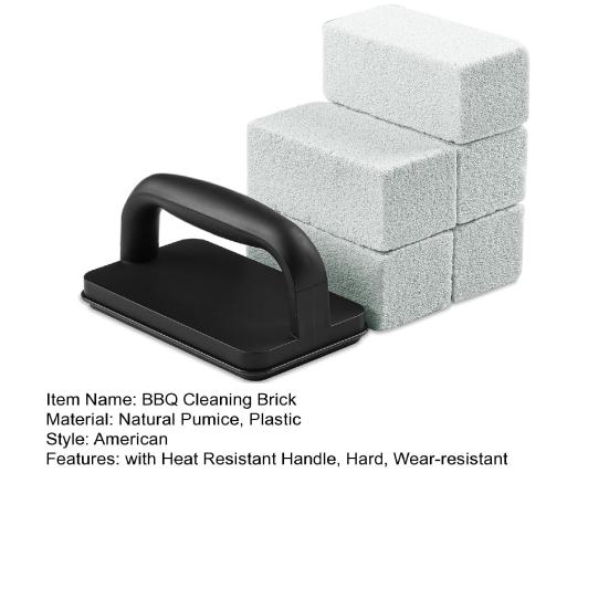 5 Pcs/Set BBQ Cleaning Bricks with Heat Resistant Handle Hard Wear-resistant Grill Scrubbing Stone Flat Top BBQ Swmming Pool Sink Cleaning Pumice