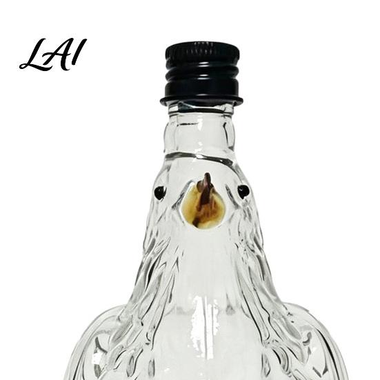 Alcohol Bottle with Screw Cap Eagle Head Whiskey Decanter 350ml Glass Animal Liquor Bottle 3D Bird Airtight Seal Wine Dispenser Stopper for Home Bar