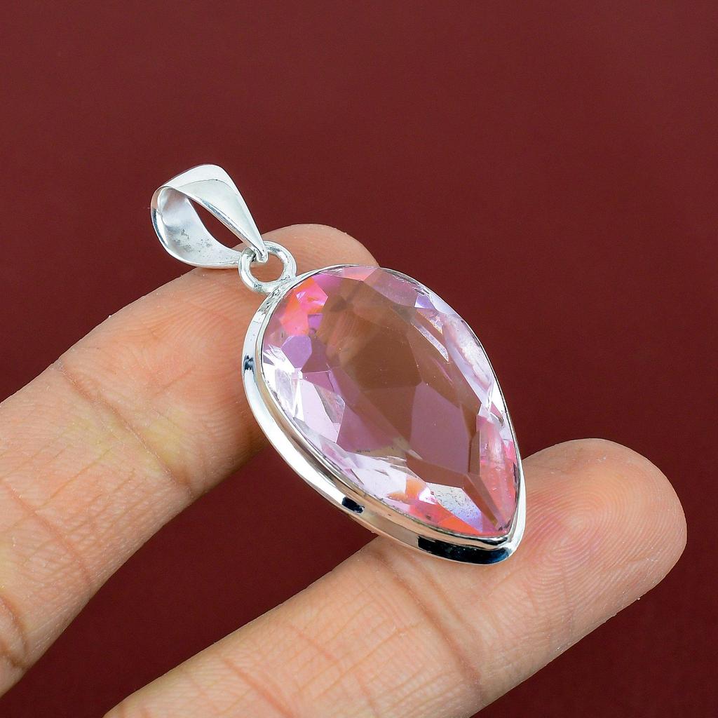 Faceted Pink Kunzite Pendant Natural Gemstone Jewelry Handmade Pendant 925 Sterling Silver Pendant Gifts for Mother Brand New Silver Jewelry