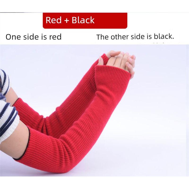 

Рукав на руку Удлиненная защита рук Осень и зима Двухслойные утепленные женские перчатки Нарукавник Вязаная ангоровая шерсть Теплые накладные рукава Black + Red S