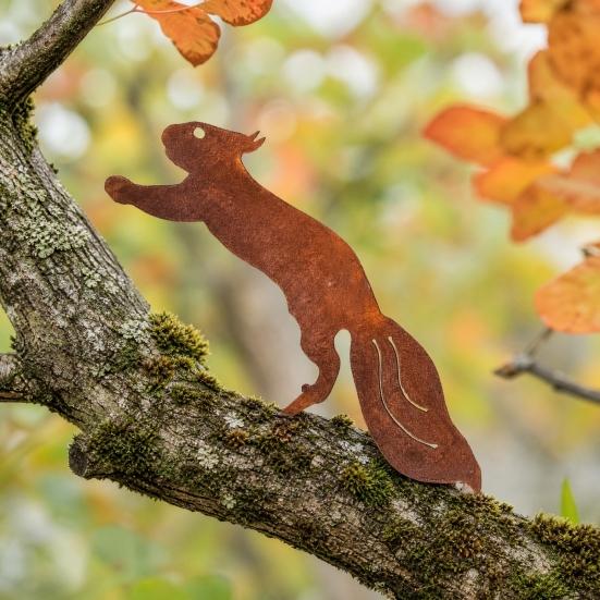 Yousheng 2D Animal Garden Stake, Cute Duck Yard Art Stake, Rusty Squirrel Garden Decoration for Yard Tree Lawn Flower