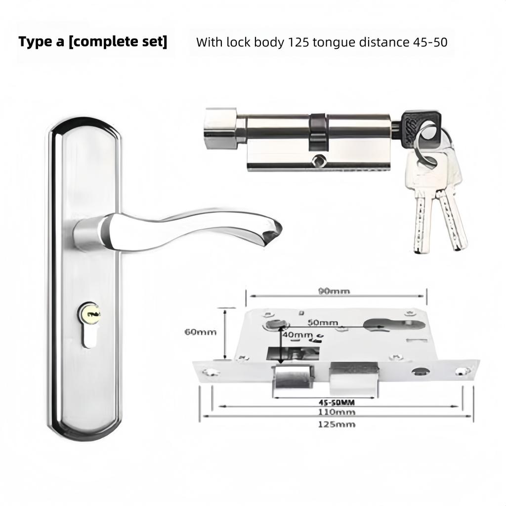 Stainless Steel Household Indoor Door Lock Universal Type Wooden Door Lock Tamper Free Adjustable Door Handle Bedroom Door Lock
