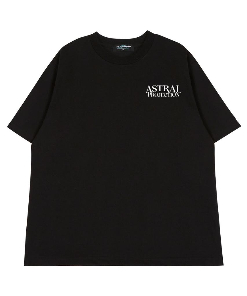 ASTRAL PROJECTION Simple Lettering Logo Round Neck 40-Count Double-Weave Cotton Short Sleeve T-Shirt_Black