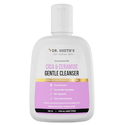 Dott. Sheth's Detergente Delicato Cica & Ceramidi 125 Ml Detergente Viso Idratante per Pelli Sensibili & Secche