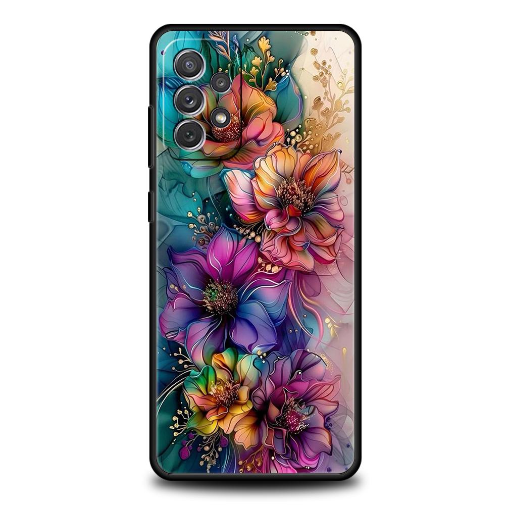 Colorful Flower Phone Case for Samsung Galaxy A55 A35 A15 A14 A25 A54 A51 A71 A72 A73 A32 A52 A52S A41 5G Silicone Shell Capas