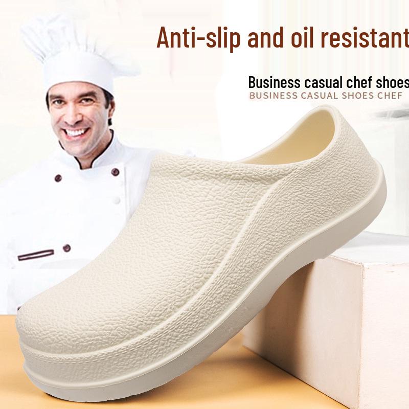 Men's Plus Size Waterproof Non-slip Chef Shoes - Slip-on Kitchen and Work Protection