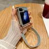 For Samsung Galaxy Z Flip5 5G/Z Flip6 5G Case Hinge Protection Hard PC Glitter Phone Cover with Wrist Strap