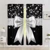 2 Pcs Crystal silver bow print curtains,suitable for bedroom,living room kitchen decoration,home decoration,window decoration