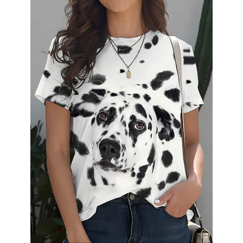 Summer Round Neck 3D Various Animal Print Top Fashionable Casual Short Sleeved Women's T-shirts