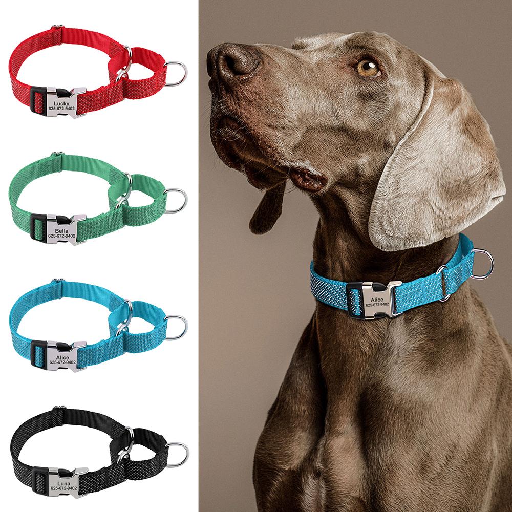 Custom Nylon Dog Collar Reflective Dog Collars Personalized Pet Necklace Collars With Handle for Small Medium Large Dogs Pitbull