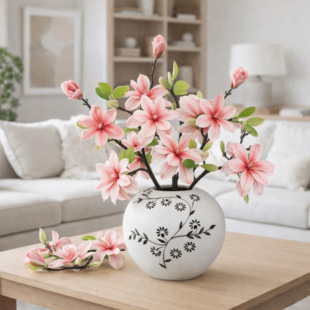 Handmade Artificial Magnolia Flower Realistic Fake Silk Flower Simulation Orchid  Landscape Design