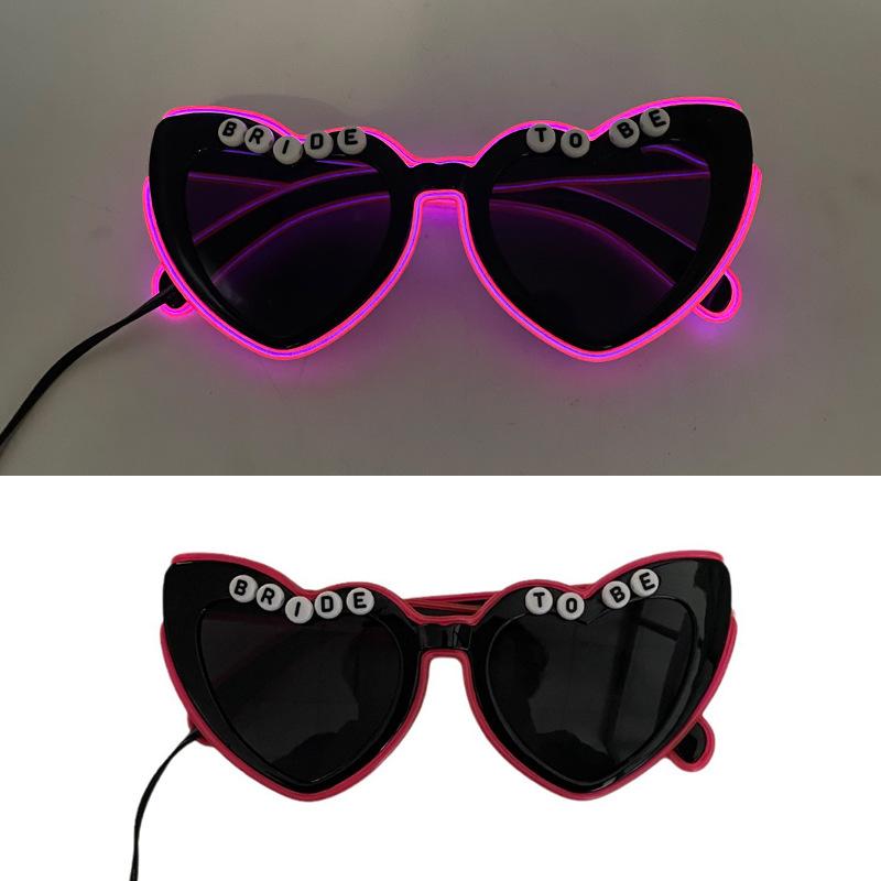 Herzförmige Brille, lustige Hochzeitsbrille, LED-Brille, leuchtend – perfektes Geschenk für Feierlichkeiten und Brautpartys other black