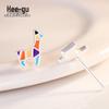 Higu S925 Silver Frosted Colorful Giraffe Stud Earrings - Cute Christmas Gift
