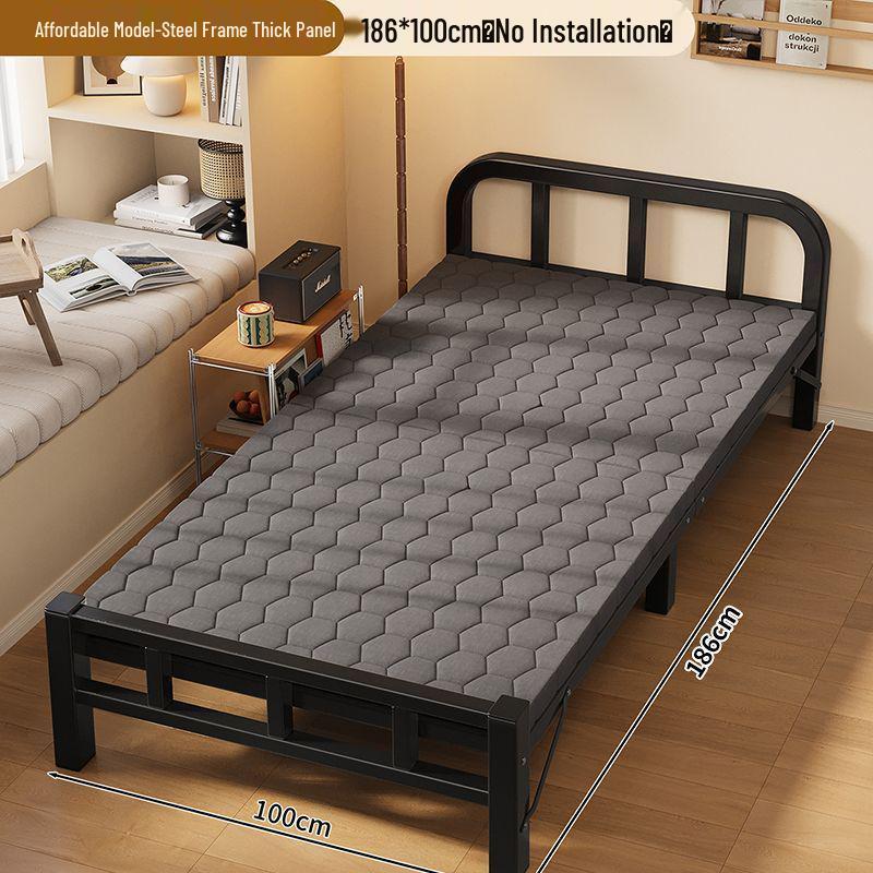 Portable Folding Iron Bed for Outdoor and Dormitory Use