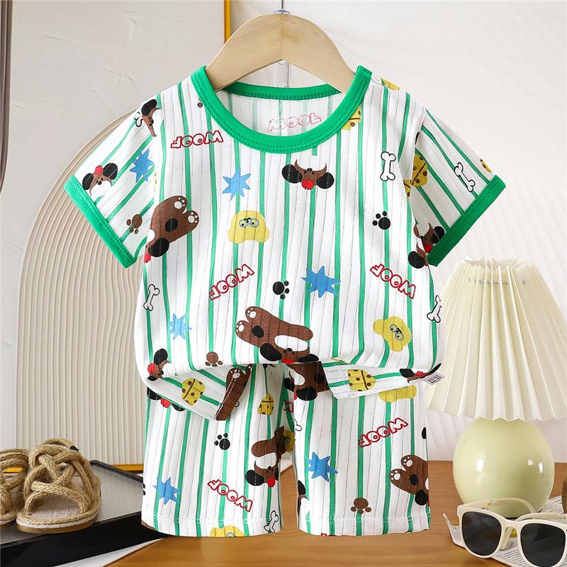 Kids Cotton Summer Outfit Set - Short Sleeve T-Shirt & Shorts 2-Piece Pajamas for Boys and Girls Clothing Sets