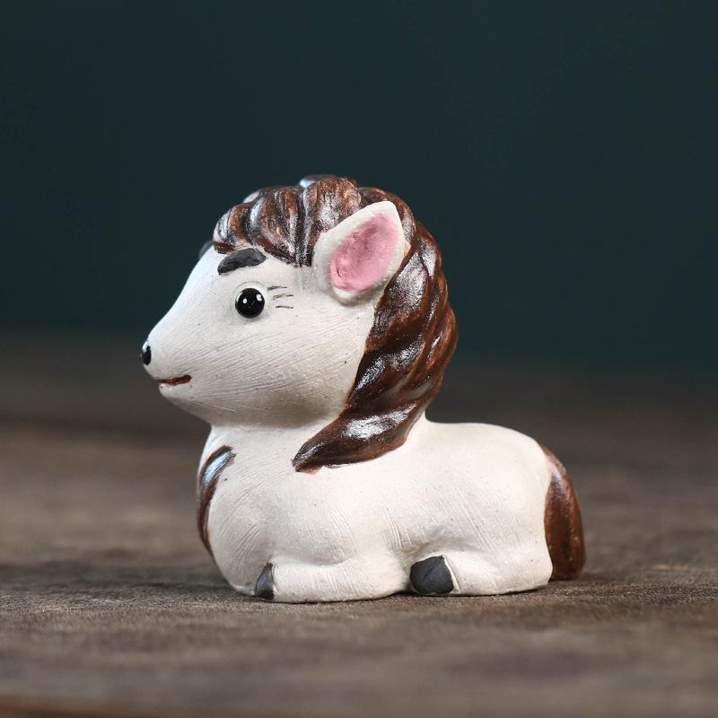 Yixing Zisha Wealth Little Horse Tea Pet Retro Tea Sculpture Tea Figurine Play Toys Tea Statue Ornaments Supplies Craftsmanship