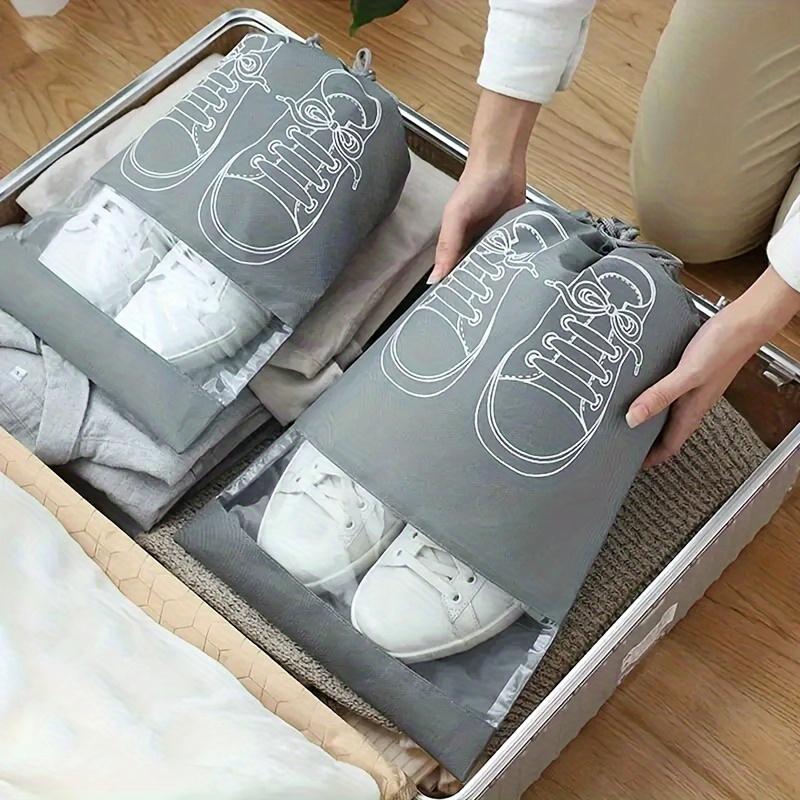 10-Pack Polyester Shoe Bags with Transparent Window–Breathable and Dustproof Travel Shoe Organizer Pouches for Luggage Packing and Storage Protection