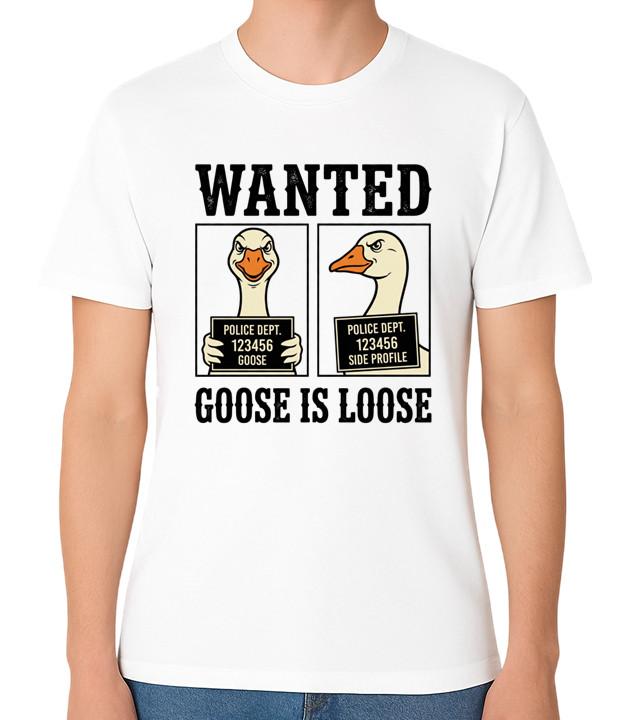 Wanted Goose Is Loose Funny Mugshot T-Shirt Meme Humour Prison Jail Tee L