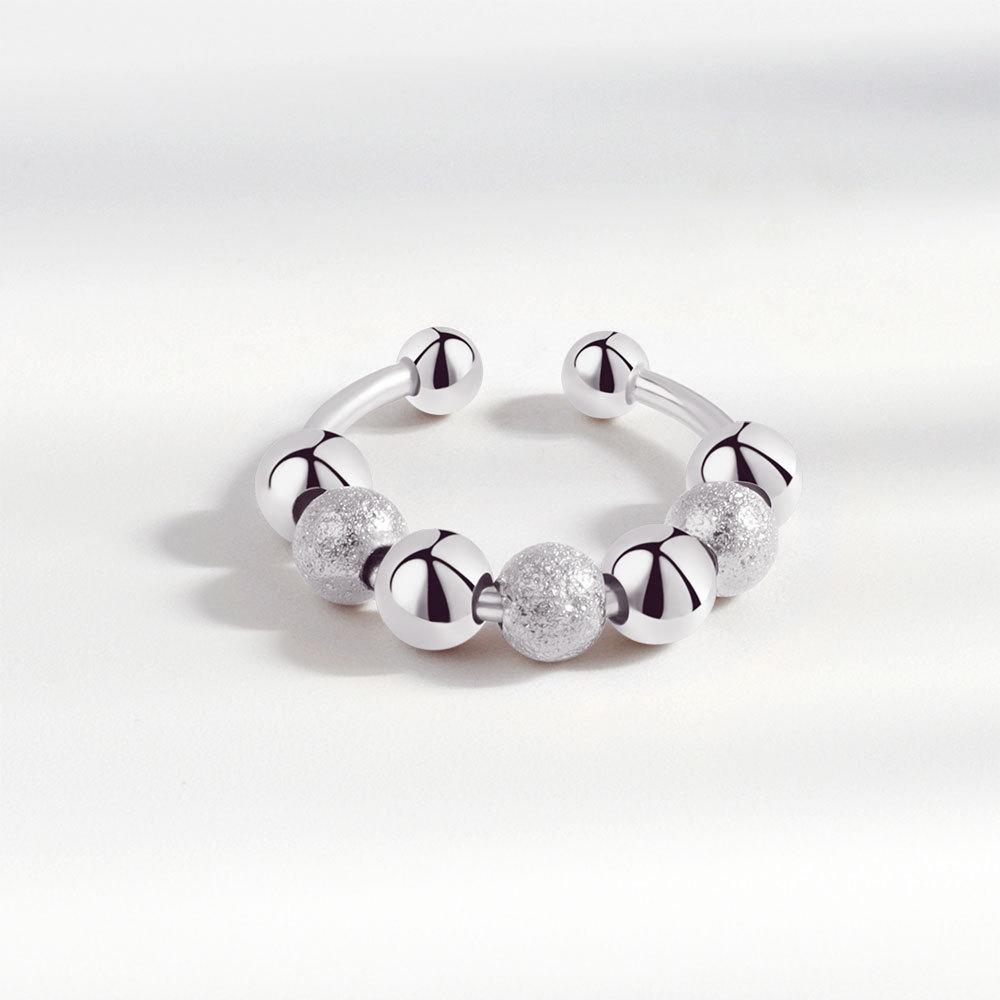 Anti Stress Anxiety Silver Ball Rings 925 Women Men Spinner Fidget Rings Vintage Gold Couple Anillos Jewelry Gift