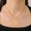 Dawapara Collier Web de Wyrd Mythologie Nordique Symbole Nordique Pendentif Runes Cercle Amulette de Protection Bijoux en Acier Inoxydable