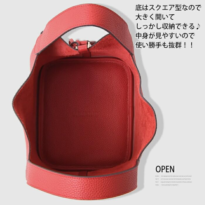 Perenne 10103 Genuine Leather Handbag, Cube Shape, Medium, No Dividers, Women's, Dark Navy