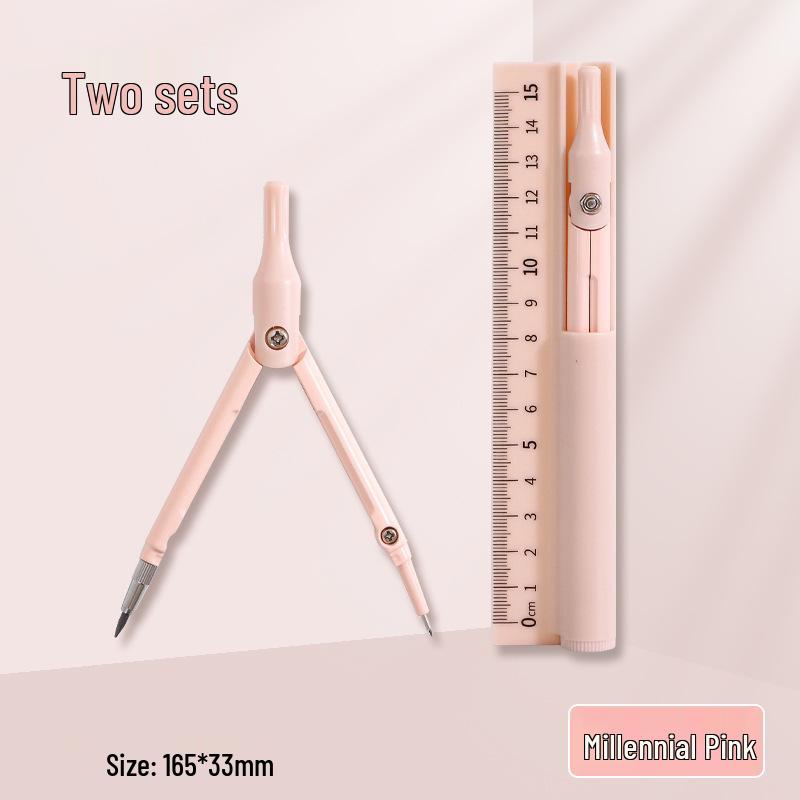 Multifunctional Three-in-One Compass, Ruler & Pencil Set for Students