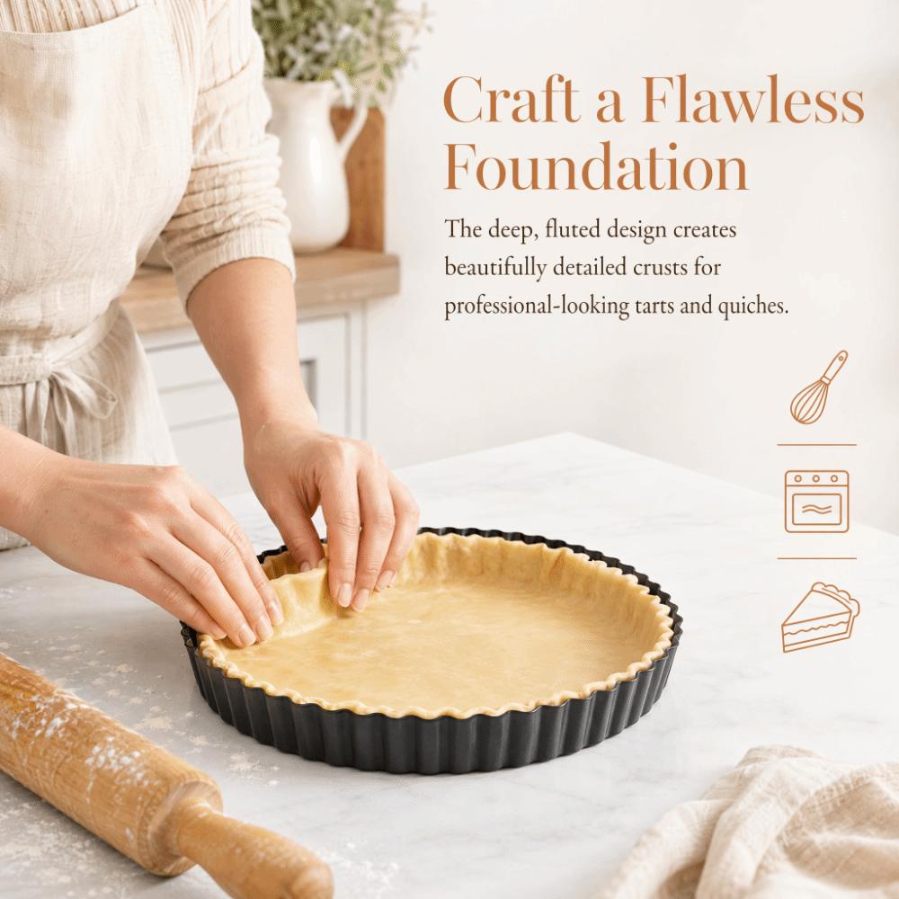 Removable Bottom Quiche Pan Carbon Steel Pie Pan Durable Tart Pan Easter Pie
