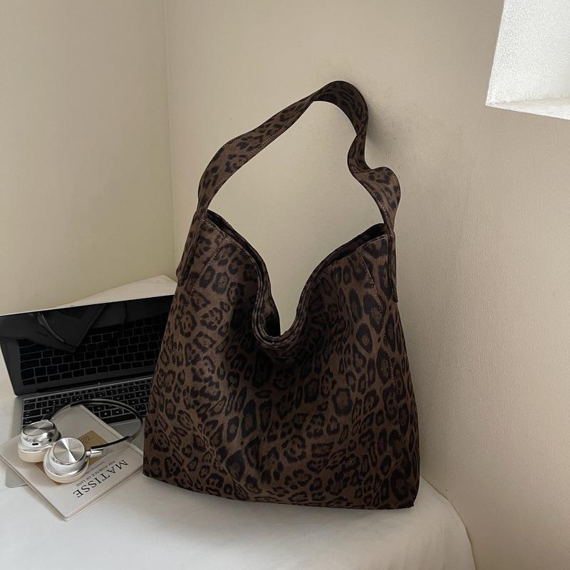 Große Kapazität Leopardenmuster Tasche Damen neue Mode vielseitige Umhängetasche Retro lässige Pendler Tragetasche
