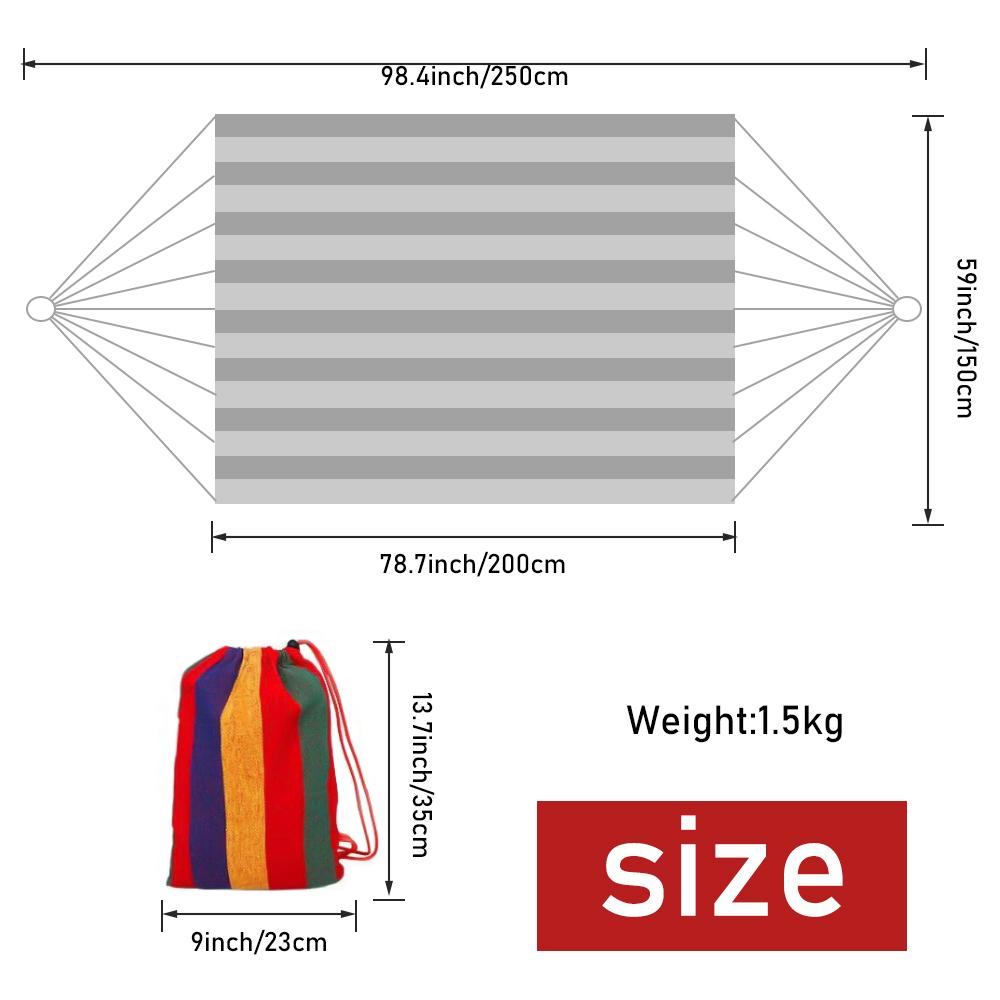 Camping Thickened Durable Fabric Canvas Hammocks Swing with Tree Ropes Anti Rollover Striped Hanging Chair Hammocks