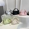Chic Minimalist Pleated Faux Leather Shoulder Bag, Women's Small Crossbody Handbag with Magnetic Snap Closure, Trendy Daily Commute Tote