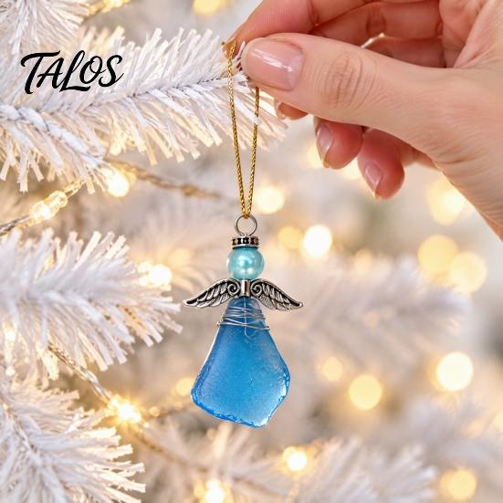 Christmas Countdown Gift for Women Sea Glass Angel Advent Calendar 2026, 24 Days Ornaments Creative Coastal Decor Lovers Calendar, Cute Doll Pendants