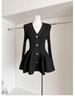Thousand Gold Slimming V-neck Knit Dress: Autumn/Winter Elegant Date Outfit