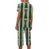 Women's Two-Piece Outfit Set with Christmas Print Short Sleeve Top and Pants