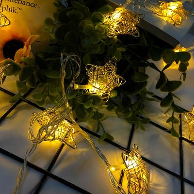 Luci a forma di stella a LED decorative, 20 stelle in metallo dorato, luce calda e brillante, alimentate a spina, per interni ed esterni, matrimonio