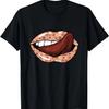BROWN LIPS AND TONGUE WITH BREAD PATTERN ON THE MOUTH T-Shirt