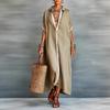 Spring 2026 Women's Color-block Cotton Linen Shirt Dress