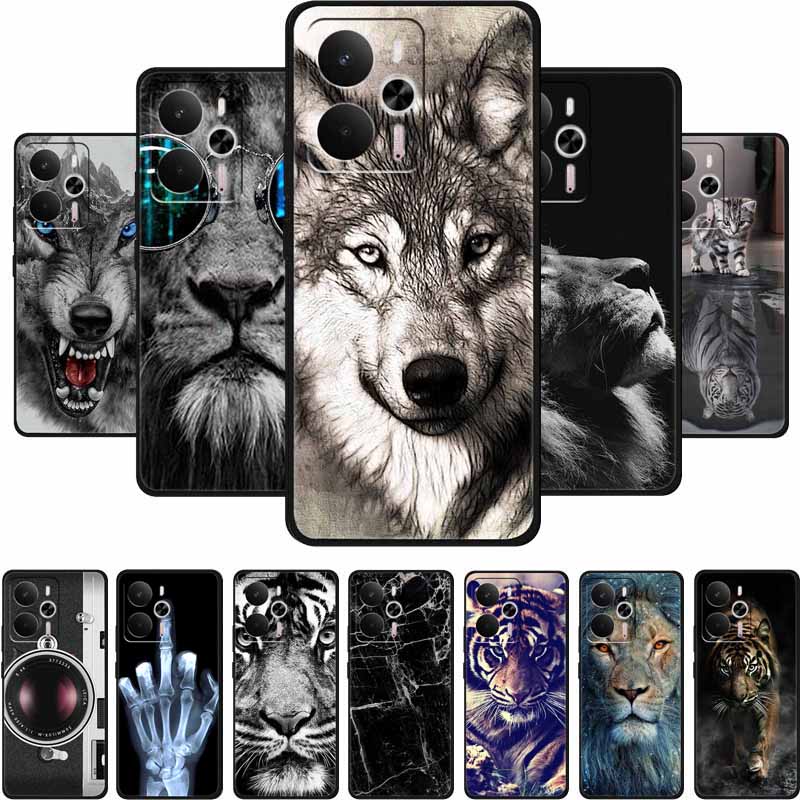 For Realme 14 5G Case Realme14 Coque 6.67" Black Silicone Soft TPU Phone Case For Realme 14 2025 Back Cover Case Shell Funda Cat