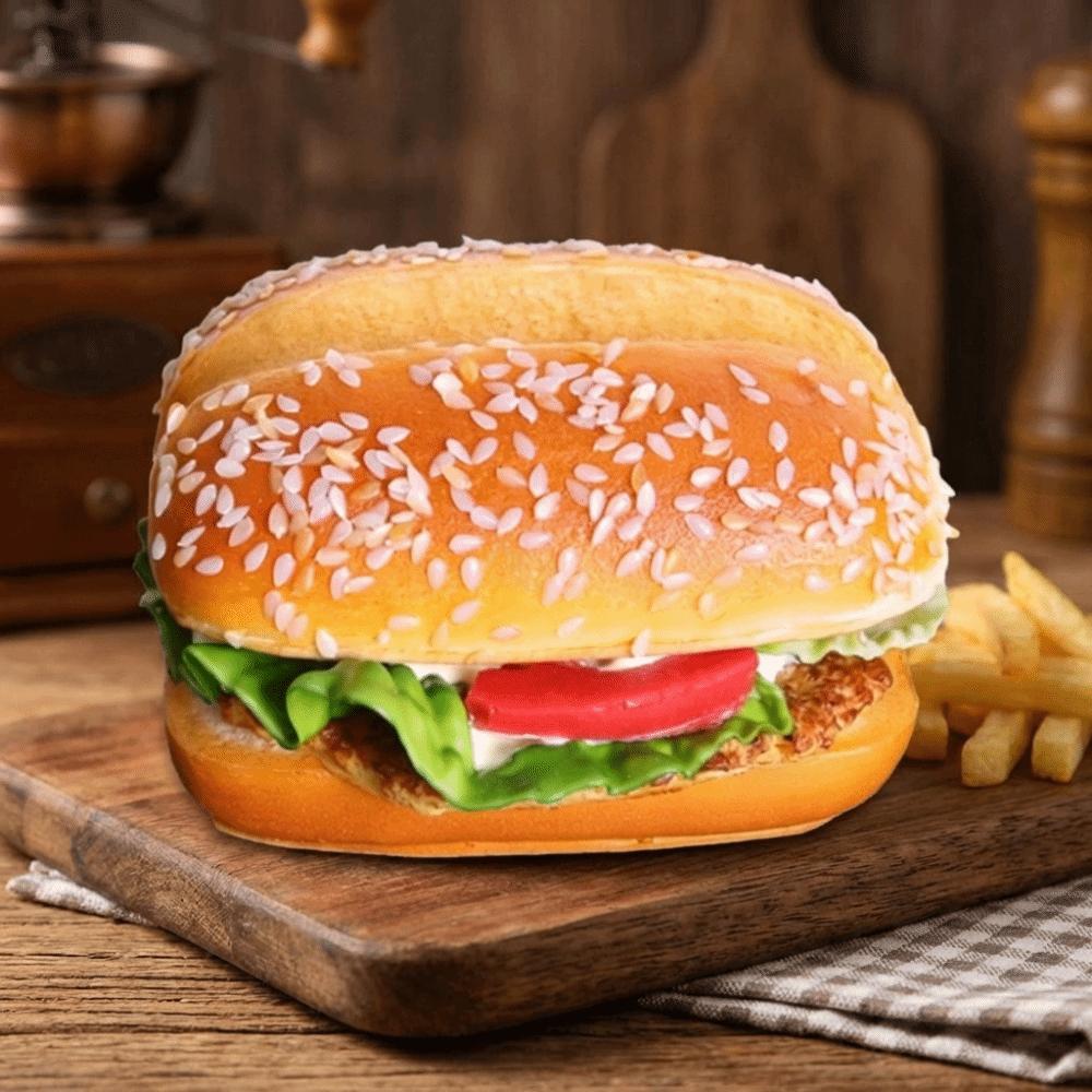 Soft PU Beef Burger Model Simulation Fake Bread Party Decoration Fake Hamburger  Photography Prop