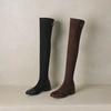 Krazing Pot Flock Autumn Winter Shoes Thick Heels Size 43 Long Boots Black Brown Stretch Over-the-knee Boots