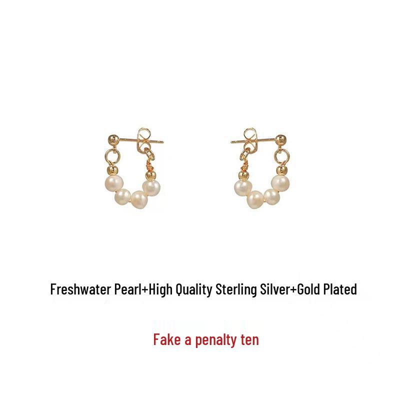 

925 Sterling Silver Freshwater Pearl Stud Earrings for Women - French Style, 2022 Fashion 925 Silver