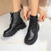 Martin Boots Women's Autumn and Winter New Single Boots Thick-soled Thin Boots Large Size Short Boots Lace-up Boots