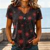 Damen Casual V-Ausschnitt Halloween Aufdruck T-Shirt für Party Kostüm
